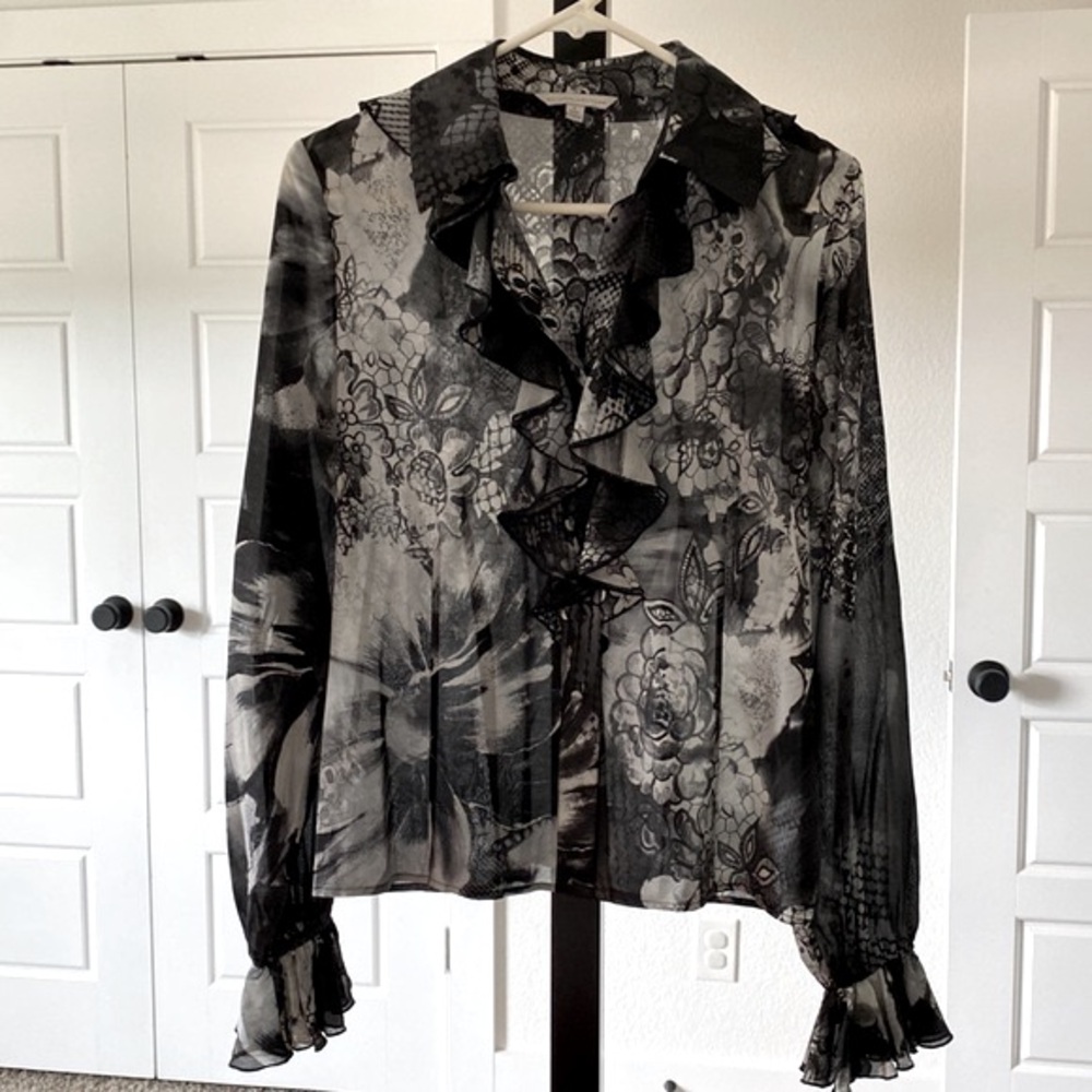 St. John Couture Ruffle Silk Blouse